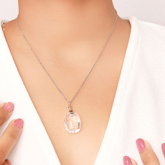 Silver Glass Glow Pendant with Chain