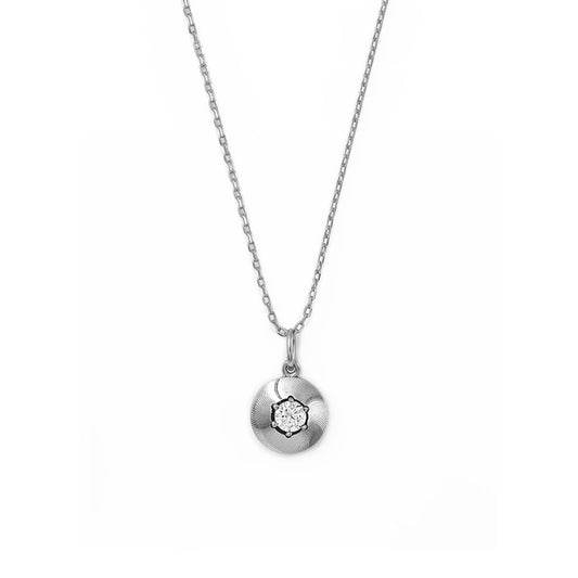 Silver Round Illusion Pendant with Chain