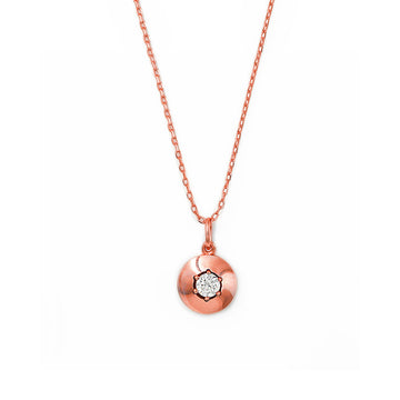 Rose Gold Round Illusion Pendant with Chain