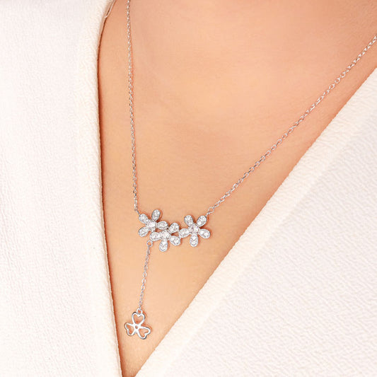 Silver Crystal Garland Necklace