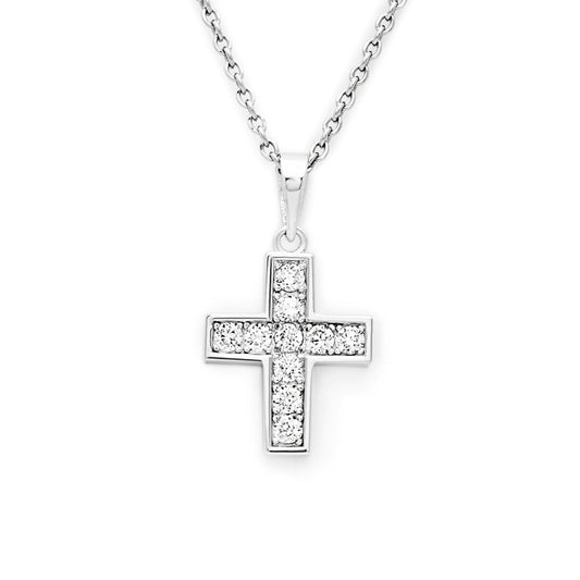 Silver Christ's Vogue Cross Pendant with Chain