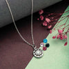 Silver Wheel Of Heart Pendant with Chain (5 in 1 Crystal)