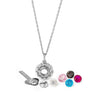 Silver Wheel Of Heart Pendant with Chain (5 in 1 Crystal)