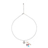 Silver Wheel Of Heart Pendant with Chain (5 in 1 Crystal)