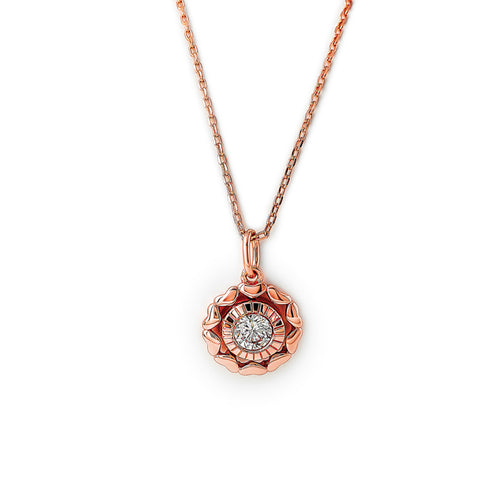 Rose Gold Wheel Of Heart Pendant with Chain (5 in 1 Crystal)