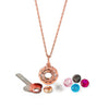 Rose Gold Wheel Of Heart Pendant with Chain (5 in 1 Crystal)