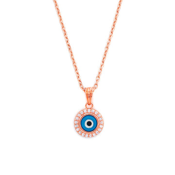 Rose Gold Evil Eye Pendant with Chain