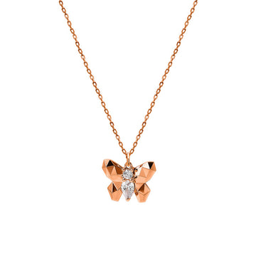 Rose Gold Flutter Pendant with Chain