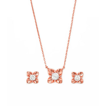 Rose Gold Floral Pendant Set