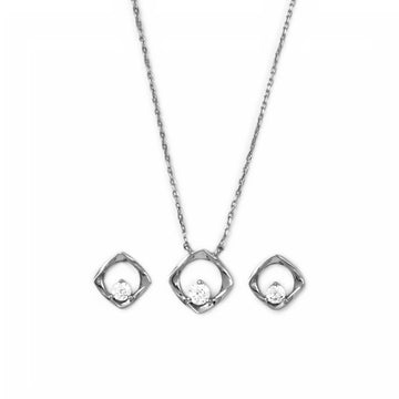 Silver Crystal Window Necklace Set