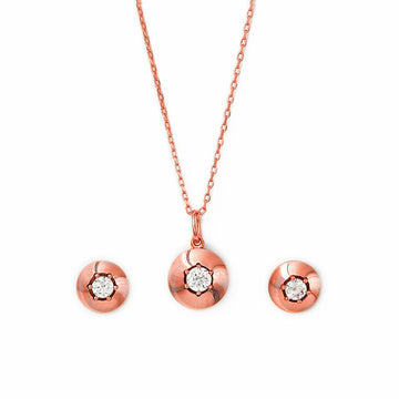Rose Gold Round Illusion Pendant Set