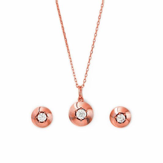 Rose Gold Round Illusion Pendant Set