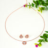 Rose Gold Stone Rim Necklace Set