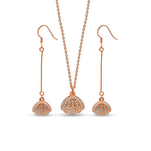 Rose Gold Open Shell Pendant Set