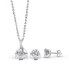 Silver Solitaire Dream 6 mm Earrings with 8 mm Pendant Set