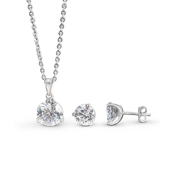 Silver Solitaire Dream 8 mm Earrings with 10 mm Pendant Set