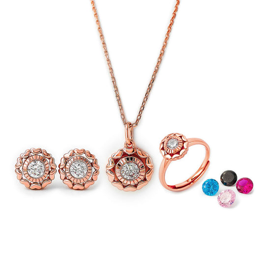 Rose Gold Wheel of Heart Set with Ring