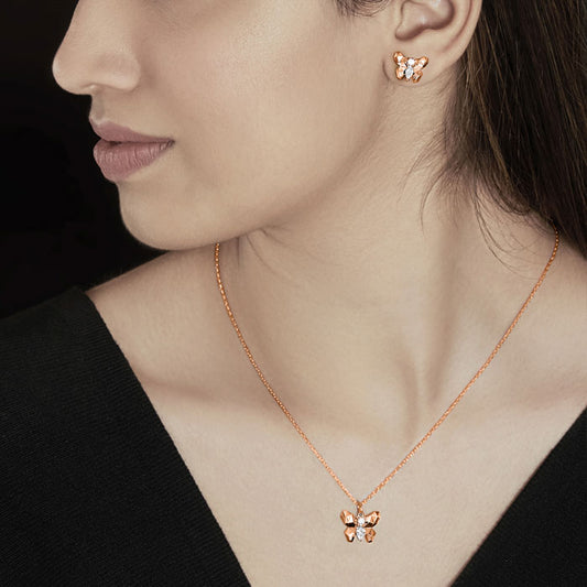 Rose Gold Flutter Pendant Set