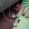 Silver Wheel Of Heart Pendant Set (5 in 1 Crystal)