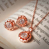 Rose Gold Wheel Of Heart Pendant Set (5 in 1 Crystal)