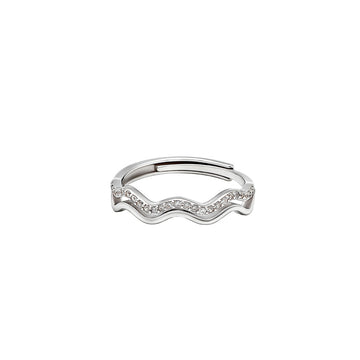 Silver Wave Spark Ring