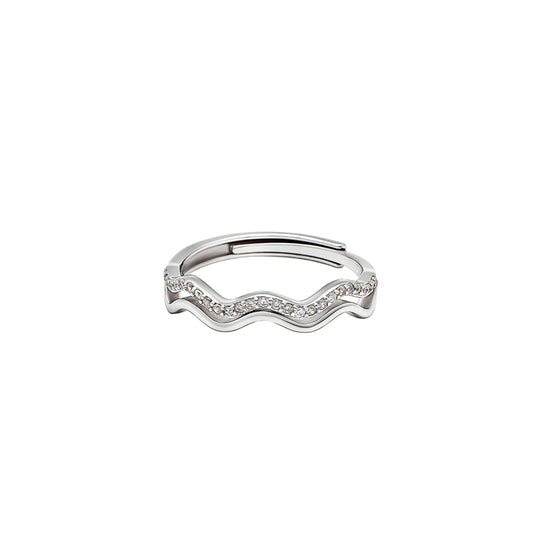 Silver Wave Spark Ring