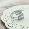 Silver Pleated Stones Ring