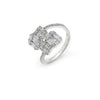 Silver Pleated Stones Ring