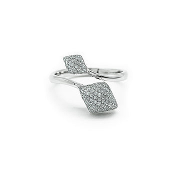 Silver Crystal Curl Ring