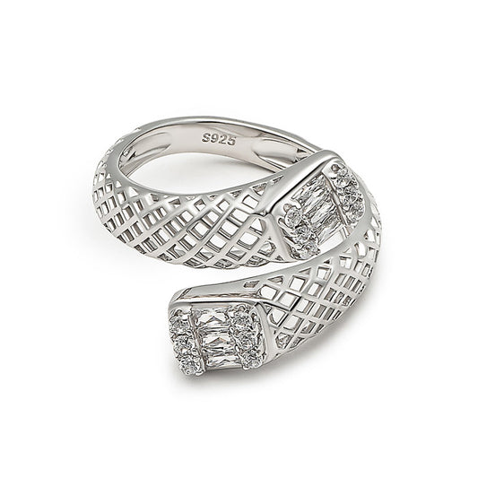 Silver Serpent Crystal Ring