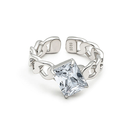 Silver Crystal Aura Ring