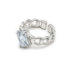 Silver Crystal Aura Ring