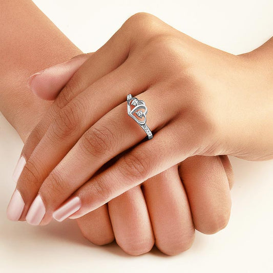 Connected Heart Silver Adjustable Ring