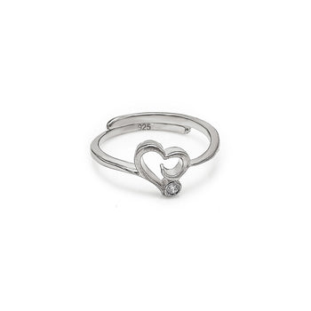 Silver Single Heart Adjustable Ring