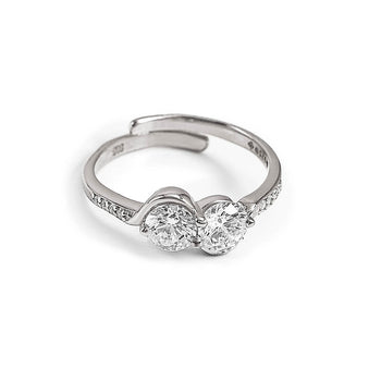 Silver Crystal Cuddle Adjustable Ring