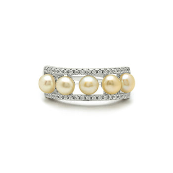 Silver Pearl Crest Ring