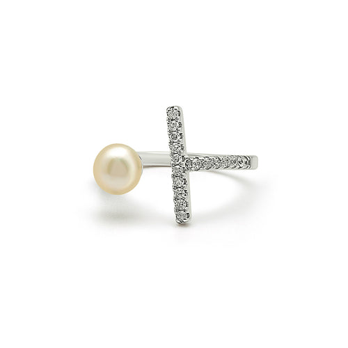 Silver Pearl Bling Ring