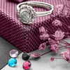 Silver Wheel Of Heart Adjustable Ring (5 in 1 Crystal)