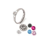 Silver Wheel Of Heart Adjustable Ring (5 in 1 Crystal)