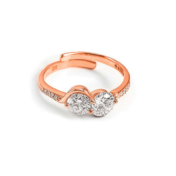 Rose Gold Crystal Cuddle Adjustable Ring
