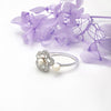 Silver Floral Pearl Ring