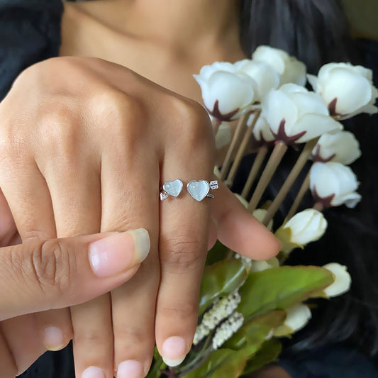 Silver Whispering Hearts Ring