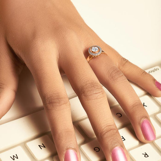 Rose Gold Colour Burst Ring (5 in 1 Crystal)