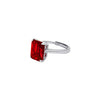 Silver Red Crystal Radiant Ring