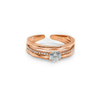 Rose Gold Crystal Queen Ring
