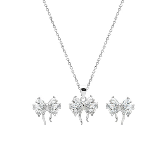 Silver Butterfly Pendant Set