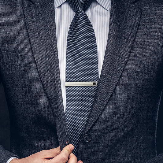 Silver Black Stone Tie Pin