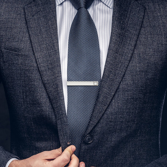 Silver MOP White Stone Tie Pin