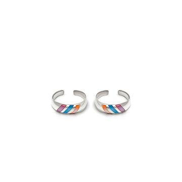 Silver Colour Lined Toe Rings (MOP)