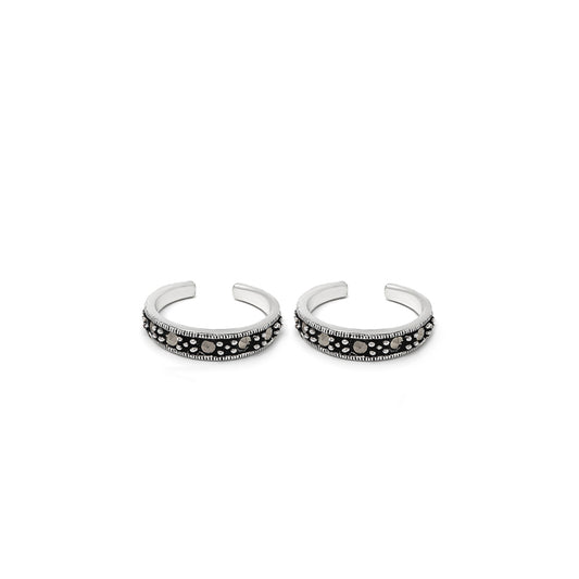 Silver Classic Marca Studded Toe Rings